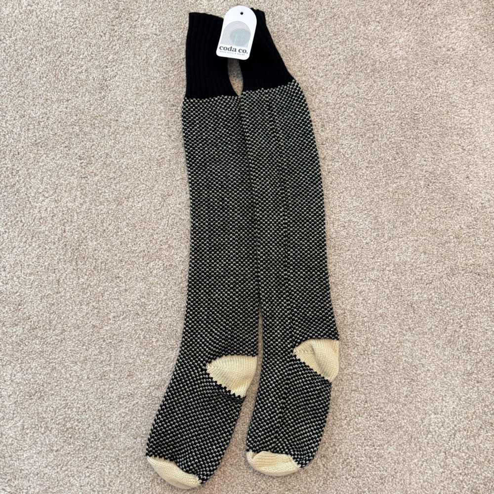 Coda Co Winter Knit Stockings Women OS Black White Boho Over The Knee Socks NWT